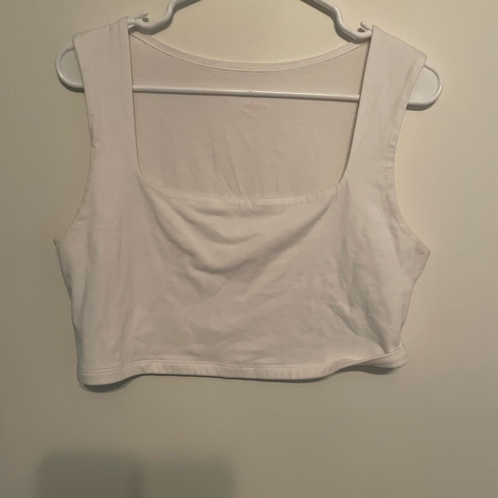 wild fable White Square Neck Cropped Tank Top